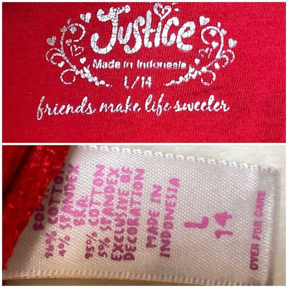 Justice size L (14) red camisole shelf bra lace trim red y2k style - Picture 5 of 12